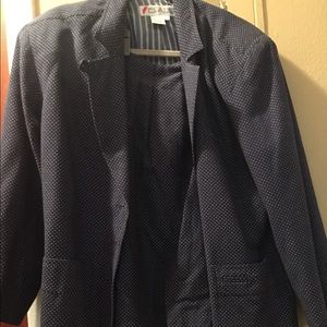 Vintage Navy Dot Chaus Skirt Suit Sz S